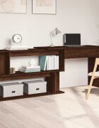 vidaXL Ъглово бюро кафяв дъб 200x50x76 см инженерно дърво