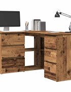 vidaXL Ъглово бюро от старо дърво 145x100x76 cm Инженерна дървесина