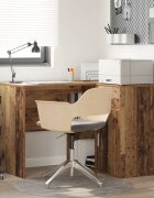 vidaXL Ъглово бюро с чекмедже с рафт Старо дърво 102 x 88 x 75 см