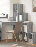 vidaXL Ъглово бюро с рафт Сив Сонома 1015 x 1495 x 1495 см
