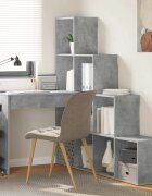 vidaXL Ъглово бюро с рафт Циментено сиво 1015 x 1495 x 1495 см