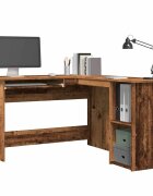 vidaXL Ъглово бюро старо дърво 120x140x75 см инженерно дърво