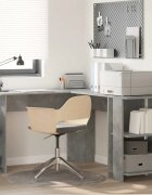 vidaXL Ъглово бюро Циментено сиво Инженерна дървесина