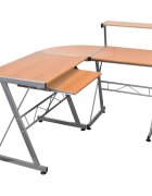 vidaXL Ъглово компютърно бюро кафяво 132x112x99 см инженерно дърво