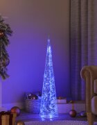 vidaXL Акрилен декоративен LED светещ конус син 90 см
