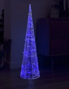 vidaXL Акрилна декоративна пирамида LED светещ конус син 120 см