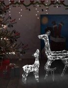 vidaXL Акрилна коледна украса семейство елени 160 LED студено бяло