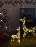 vidaXL Акрилна коледна украса семейство елени 160 LED топло бяло