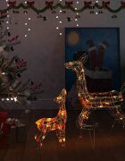 vidaXL Акрилна коледна украса семейство елени 160 LED цветна