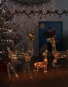 vidaXL Акрилна коледна украса семейство елени 300 LED цветна