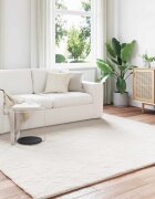 vidaXL Анти-слип изкуствен килим от заешка козина OLITE Кремаво