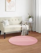 vidaXL Анти-слип изкуствен килим от заешка козина OLITE Розово Ø 80 cm
