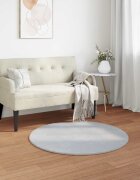 vidaXL Анти-слип изкуствен килим от заешка козина OLITE Сиво Ø 120 cm