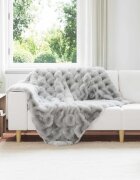 vidaXL Анти-слип изкуствено одеяло от заешка козина Olite 4 бр. Сиво