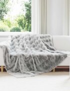 vidaXL Анти-слип изкуствено одеяло от заешка козина Olite 4 бр. Сиво
