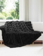 vidaXL Анти-слип изкуствено одеяло от заешка козина Olite Черно