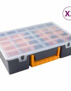 vidaXL Асортиментни кутии 2 бр с подвижни разделители 360x250x85 мм PP