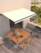 vidaXL Автоматичен прибиращ се сенник 450x350 см кремав