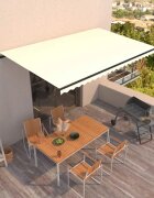 vidaXL Автоматичен прибиращ се сенник 500x350 см кремав