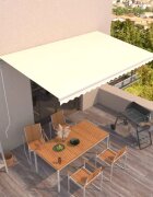 vidaXL Автоматичен прибиращ се сенник 500x350 см кремав