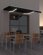 vidaXL Автоматичен сенник LED и сензор за вятър 300x250 см антрацит