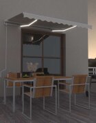 vidaXL Автоматичен сенник LED и сензор за вятър 350x250 см кремав