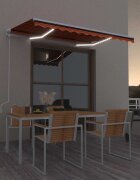 vidaXL Автоматичен сенник LED и сензор за вятър 350x250 см оранжево