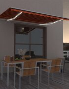 vidaXL Автоматичен сенник LED сензор за вятър 400x300 см оранжевокафяв