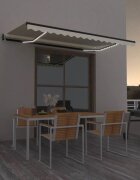 vidaXL Автоматичен сенник LED сензор за вятър 400x350 см кремав