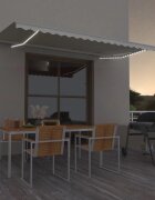 vidaXL Автоматичен сенник LED сензор за вятър 500x300 см кремав