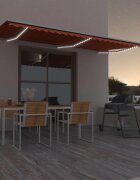 vidaXL Автоматичен сенник LED сензор за вятър 600x300 см оранжевокафяв