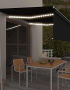 vidaXL Автоматичен сенник с щора LED и сензор за вятър 4x3 м антрацит