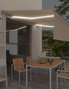 vidaXL Автоматичен сенник с щора LED и сензор за вятър 4x3 м кремав