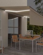 vidaXL Автоматичен сенник с щора LED и сензор за вятър 5x3 м кремав