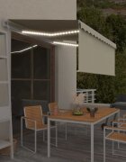 vidaXL Автоматичен сенник с щора LED сензор за вятър 35x25 м кремав