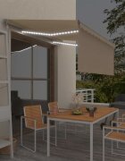 vidaXL Автоматичен сенник с щора LED сензор за вятър 35x25 м кремав