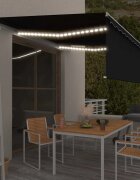 vidaXL Автоматичен сенник с щора LED сензор за вятър 45x3 м антрацит
