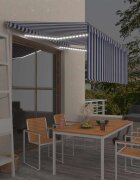 vidaXL Автоматичен сенник щора LED сензор за вятър 35x25 м синьо-бял