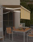 vidaXL Автоматичен сенник щора LED сензор за вятър 35x25 м жълто-бял