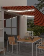 vidaXL Автоматична тента с щора LED и сензор за вятър 4x3 м оранжева