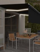 vidaXL Автоматична тента с щора LED сензор за вятър 5x3 м антрацит
