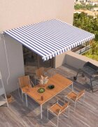 vidaXL Автоматично прибиращ се сенник 400x350 см синьо и бяло