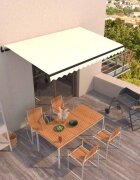 vidaXL Автоматично прибиращ се сенник 450x300 см кремав