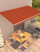 vidaXL Автоматично прибиращ се сенник 600x300 см оранжево и кафяво