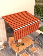 vidaXL Автоматично прибиращ се сенник с щора 35x25 м оранжево-кафяв