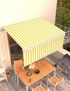 vidaXL Автоматично прибиращ се сенник с щора 35x25 м жълто и бяло