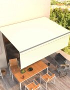 vidaXL Автоматично прибиращ се сенник с щора 4x3 м кремав