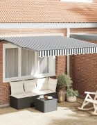 vidaXL Автоматично прибираща се тента с LED антрацит и бял 300x250 см