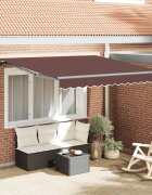 vidaXL Автоматично прибираща се тента с LED кафяв 300x250 см
