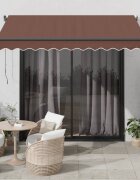 vidaXL Автоматично прибираща се тента с LED кафяв 350x250 см